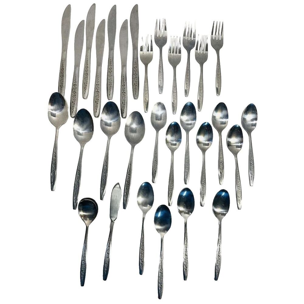 Customcraft Petal Lane Floral Stainless Flatware-TAIWAN-Lot of 30 Pieces